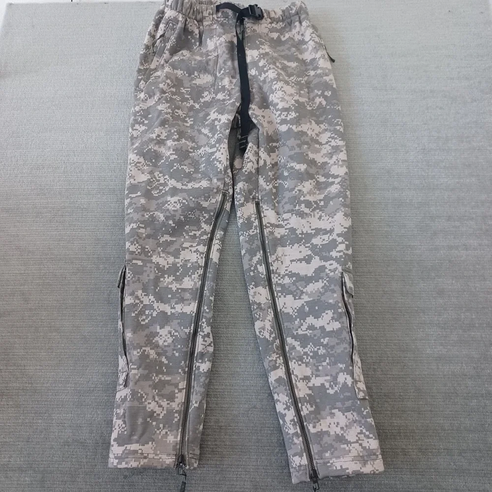 Massif Elements Pants‎ Men L Green Pixel Camo Cargo Belted Elastic Waist Hiking